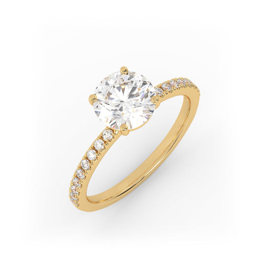 Solitaire Ring with pave band The Round Solitaire Yellow