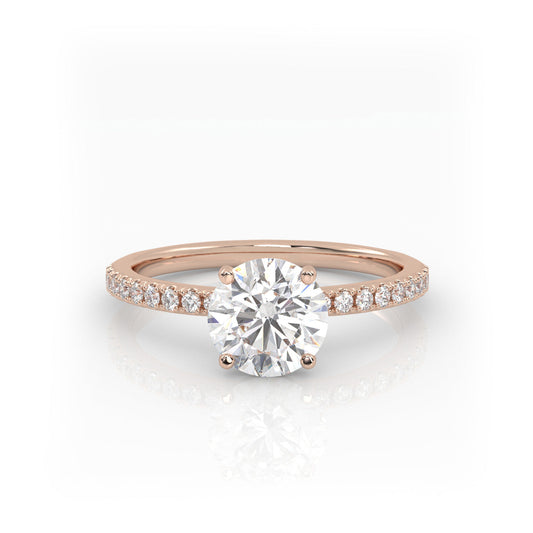 Solitaire Ring with pave band The Round Solitaire Rose