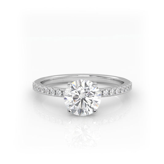 Solitaire Ring with pave band The Round Solitaire White