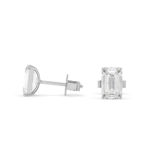 earring, Emerald 1.0ct White