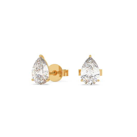 earring, Pear 0.80ct Yellow