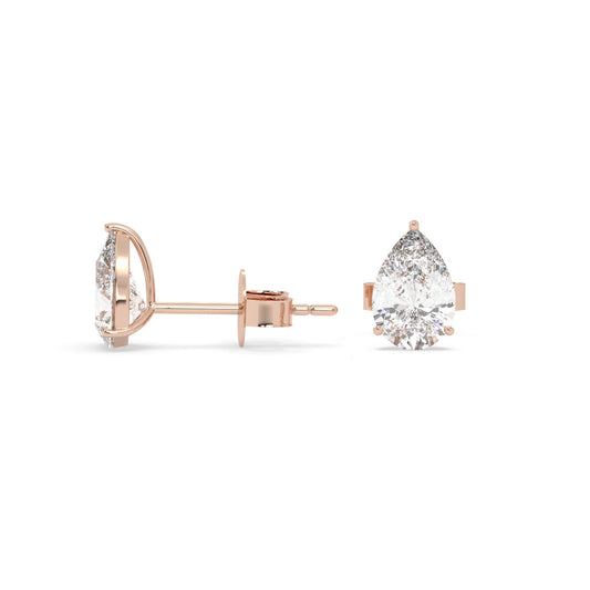 earring, Pear 0.80ct Rose
