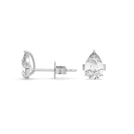 earring, Pear 0.80ct White