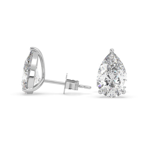 earring, Pear 2.0ct White