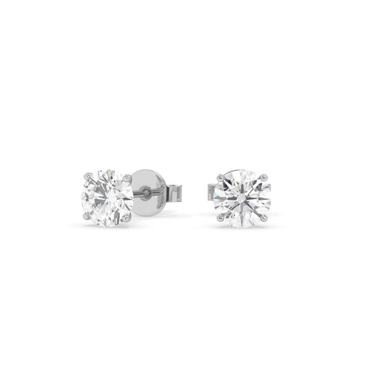 earring, round 0.80ct White