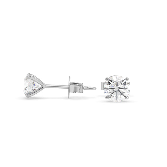 earring, round 0.80ct White