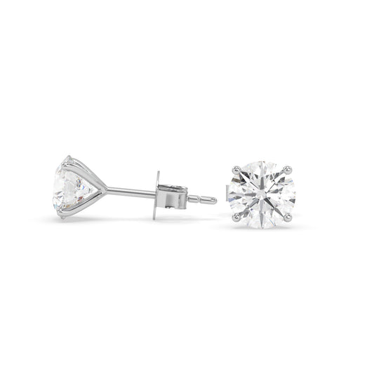 earring, round 1.20ct White