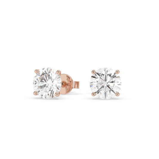 earring, round 1.60ct Rose