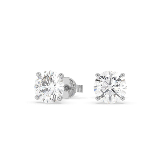 earring, round 1.60ct White