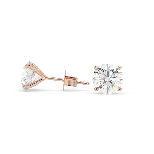 earring, round 1.60ct Rose