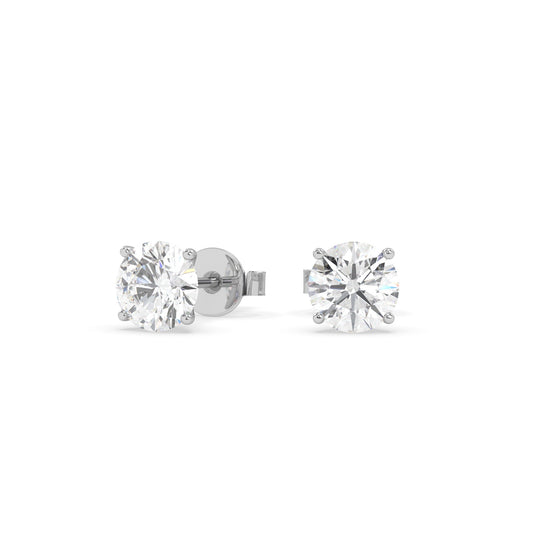 earring, round 1.0ct White