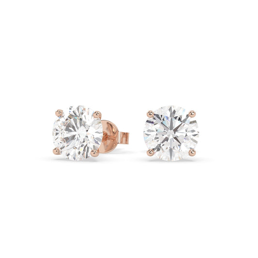 earring, round 2.0ct Rose