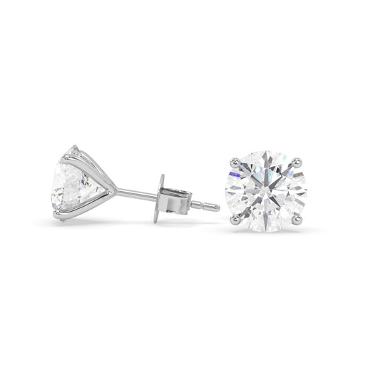 earring, round 2.0ct White