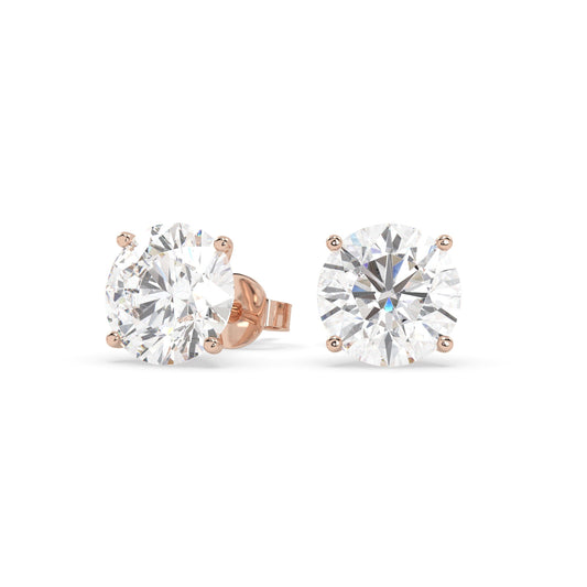 earring, round 3.0ct Rose