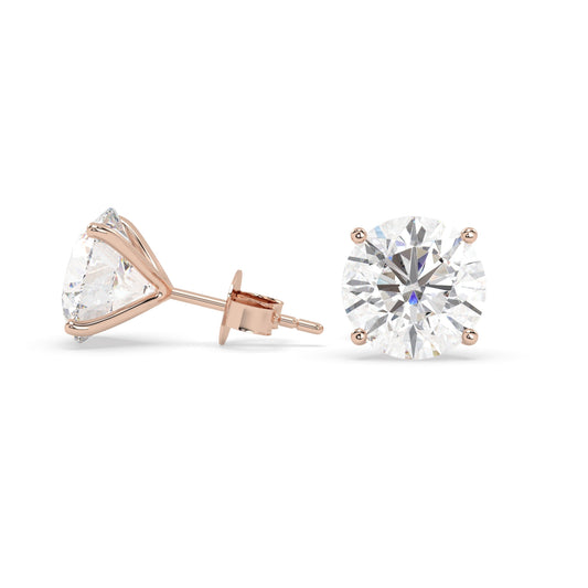earring, round 3.0ct Rose