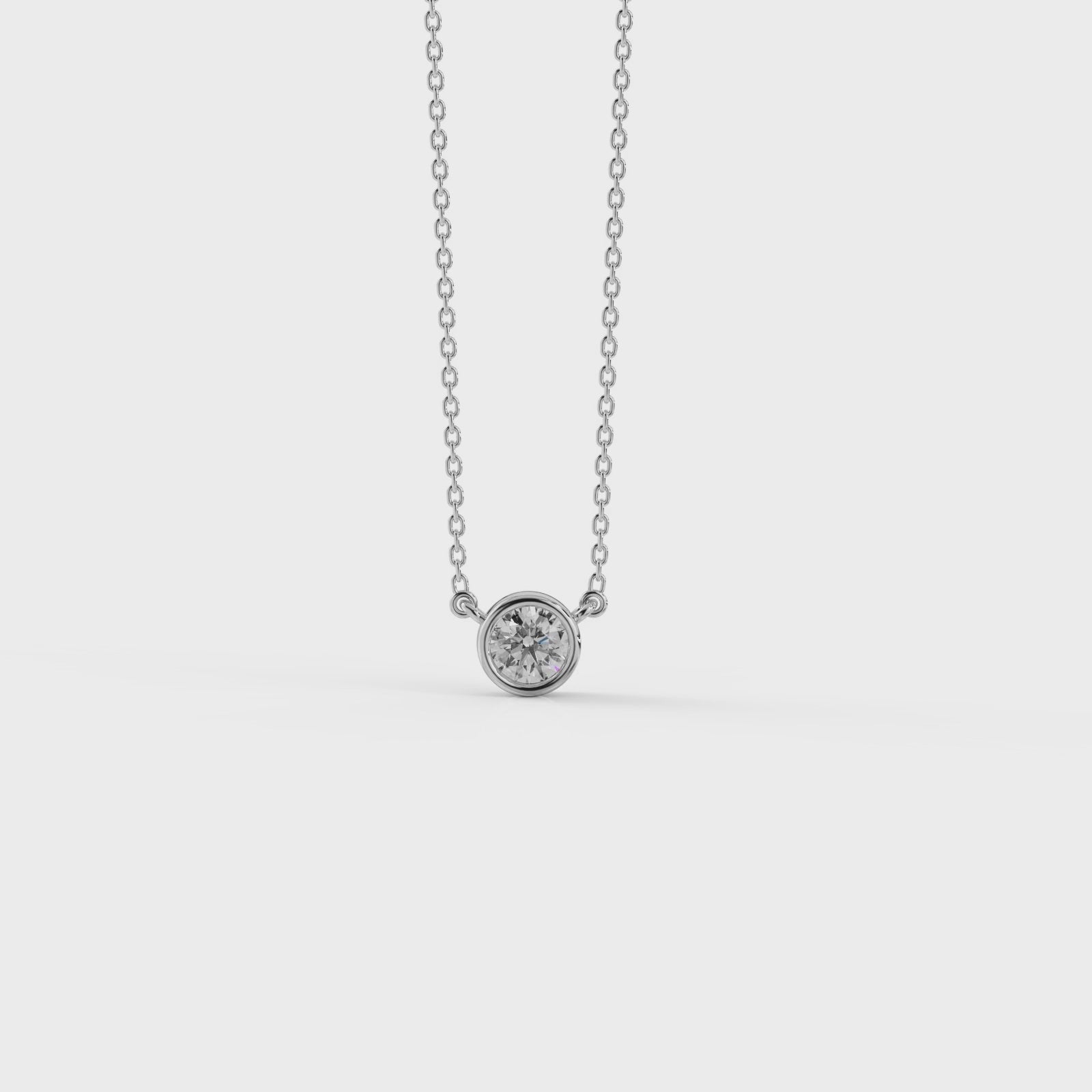 Necklace, Round Diamond 0.30 Ct White